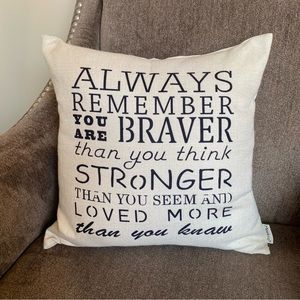 Meekio brand inspirational quote throw pillow.